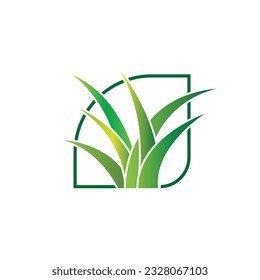 Green Grass Logo Design, Farm Landscape Illustration, Natural Scenery Vector