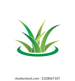 Green Grass Logo Design, Farm Landscape Illustration, Natural Scenery Vector