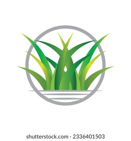 Green Grass Logo Design, Farm Landscape Illustration, Natural Scenery Vector