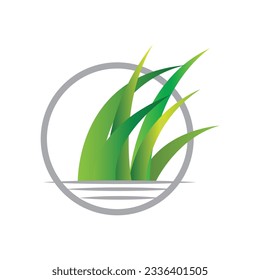 Green Grass Logo Design, Farm Landscape Illustration, Natural Scenery Vector