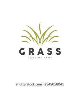 Green Grass Logo Design, Farm Landscape Illustration, Natural Scenery Vector