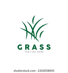 Green Grass Logo Design, Farm Landscape Illustration, Natural Scenery Vector