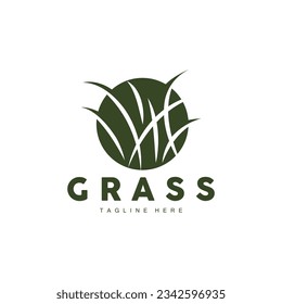 Green Grass Logo Design, Farm Landscape Illustration, Natural Scenery Vector