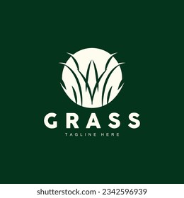 Green Grass Logo Design, Farm Landscape Illustration, Natural Scenery Vector