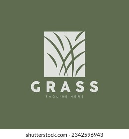 Green Grass Logo Design, Farm Landscape Illustration, Natural Scenery Vector