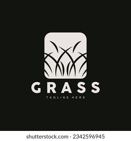 Grüne Graslogos, Landschaftsbild der Landwirtschaft, Vektorgrafik der Naturlandschaft