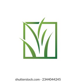 Green Grass Logo Design, Farm Landscape Illustration, Natural Scenery Vector
