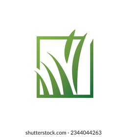 Green Grass Logo Design, Farm Landscape Illustration, Natural Scenery Vector