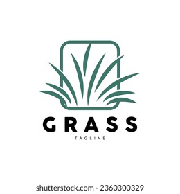 Green Grass Logo Design, Farm Landscape Illustration, Natural Scenery Vector