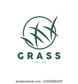 Green Grass Logo Design, Farm Landscape Illustration, Natural Scenery Vector
