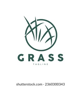 Green Grass Logo Design, Farm Landscape Illustration, Natural Scenery Vector