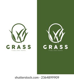 Green Grass Logo Design, Farm Landscape Illustration, Nature Design
