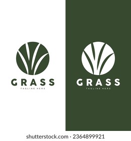 Green Grass Logo Design, Farm Landscape Illustration, Nature Design