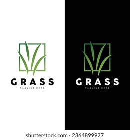Green Grass Logo Design, Farm Landscape Illustration, Nature Design