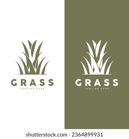 Green Grass Logo Design, Farm Landscape Illustration, Nature Design