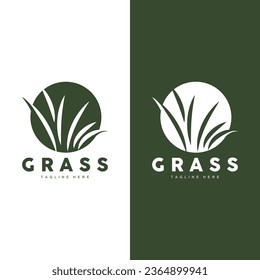 Green Grass Logo Design, Farm Landscape Illustration, Nature Design