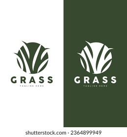 Green Grass Logo Design, Farm Landscape Illustration, Nature Design