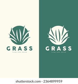 Green Grass Logo Design, Farm Landscape Illustration, Nature Design