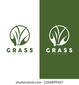 Green Grass Logo Design, Farm Landscape Illustration, Nature Design