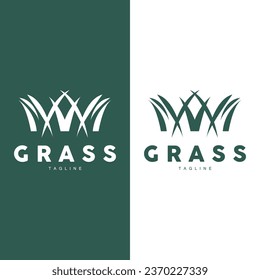 Diseño de Logotipo de Grasa Verde, Ilustración del paisaje agrícola, Vector de Paisaje Natural