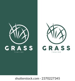 Diseño de Logotipo de Grasa Verde, Ilustración del paisaje agrícola, Vector de Paisaje Natural