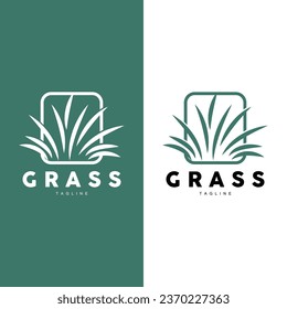 Green Grass Logo Design, Farm Landscape Illustration, Natural Scenery Vector