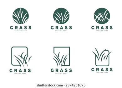 Green Grass Logo Design, Farm Landscape Illustration, Nature Design