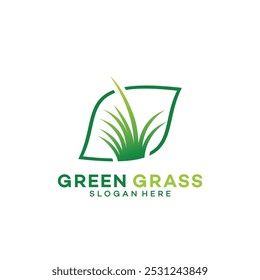 Green Grass Logo Design, Farm Landscape Illustration, Natural Scenery Vector