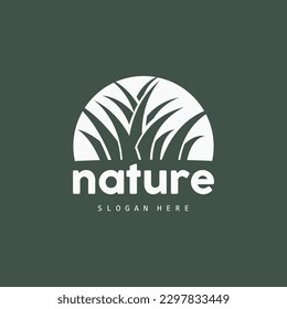 Green Grass Logo, Nature Plant Vector, Agriculture Leaf Simple Design, Template Icon Illustration