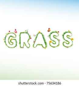 Green grass made text in vector art