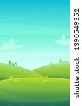 green grass meadow at park or forest trees and bushes flowers scenery background , nature lawn ecology peace vector illustration of forest nature happy funny cartoon style landscape