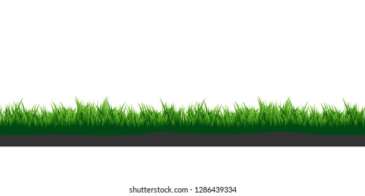 Green grass. Meadow grass with soil. Elements for your design.