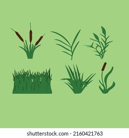 green grass modern vector set