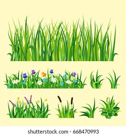 Green grass nature design elements vector illustration isolated grow agriculture nature background