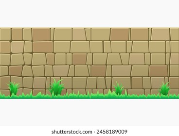 Green Grass on stone Wall Background