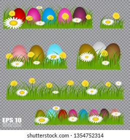Green grass on a transparent background. Glade in the forest grass. Vector illustration on a light background.