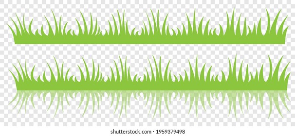 Green grass on transparent isolated background, flat cartoon vector. A natural element for creating landscaping.