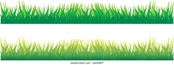 green grass on the white. Two versions: the first - without the gradient, the second - with the gradient.