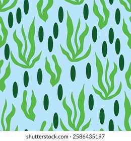 green grass with oval polka dots seamless pattern. green grass with polka dots seamless pattern. It is suitable for textile, tiles, fabric, wrapping, decoration, product prints and much more.