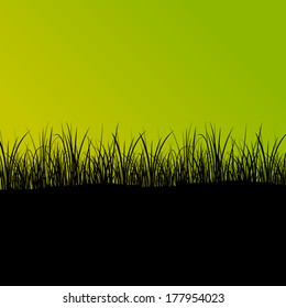 Green grass and plants detailed silhouette landscape illustration abstract background vector