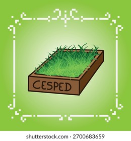 Hierba verde, caja portátil, ilustración de EPS