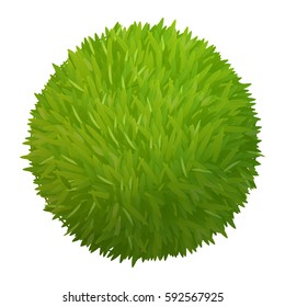 Green grass realistic ball.3d bush.Vector illustration.