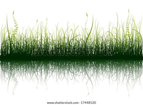 water grass reflection painting