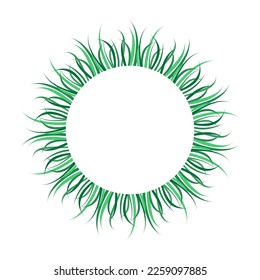 green grass round circular pattern frame vector illustration eps 