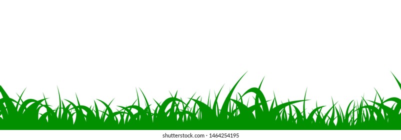 Green grass seamless border. Vector repeatable meadow divider. Isolated on white background.