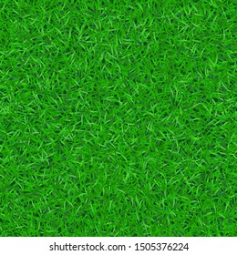 Green grass seamless pattern. Background lawn nature. Abstract endless golf field texture. Symbol summer plant, eco natural, growth. Meadow design card, wallpaper wrapping textile Vector Illustration