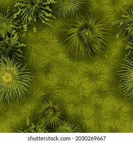 Green grass seamless pattern, vector field texture, nature game environment background. Garden bushes, spring meadow repeat tile, organic floral top view backdrop. Grass surface realistic pattern 