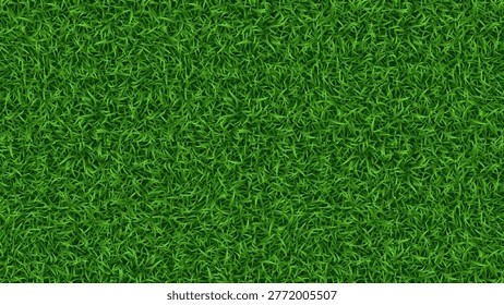 Green Grass Seamless Texture Background, Realistic Lush Field Flat Vector Pattern for Sports and Nature Landscape Design.