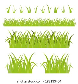 Conjunto De Grasas Verdes, Aisladas En Fondo Blanco, Ilustración Vectorial