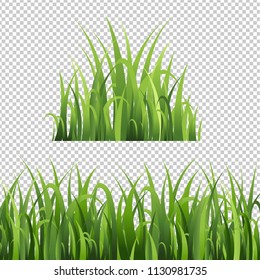 Green Grass Set Isolated Transparent Background, Vector Illustration

